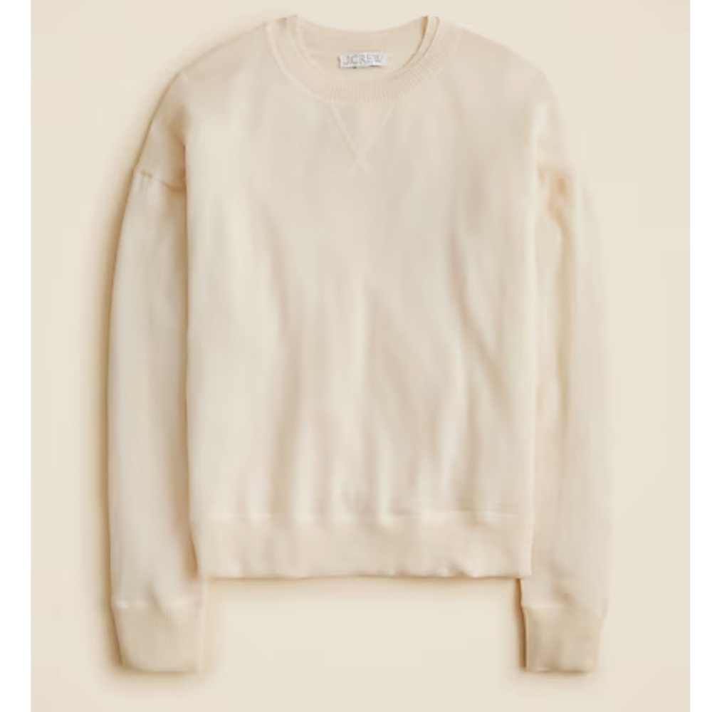 Heather Cream Beige 100% Merino Wool Oversized Crewneck Sweater - XS / Small